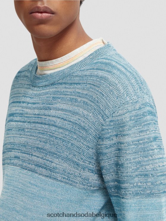 vêtements Scotch & Soda pull biologique en maille structurée à rayures- Scotch and Soda shop online combo b 6BZRBF656