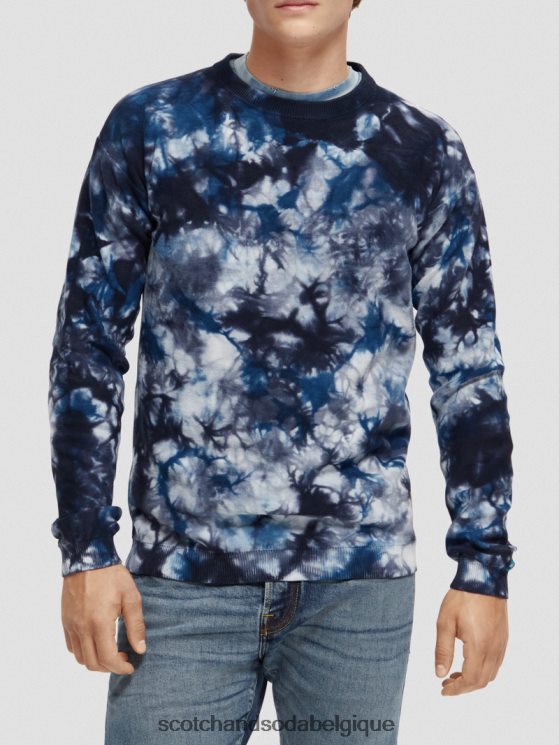 vêtements Scotch & Soda pull en coton biologique tie-dye- Scotch and Soda shop near me bleu de mer 6BZRBF657