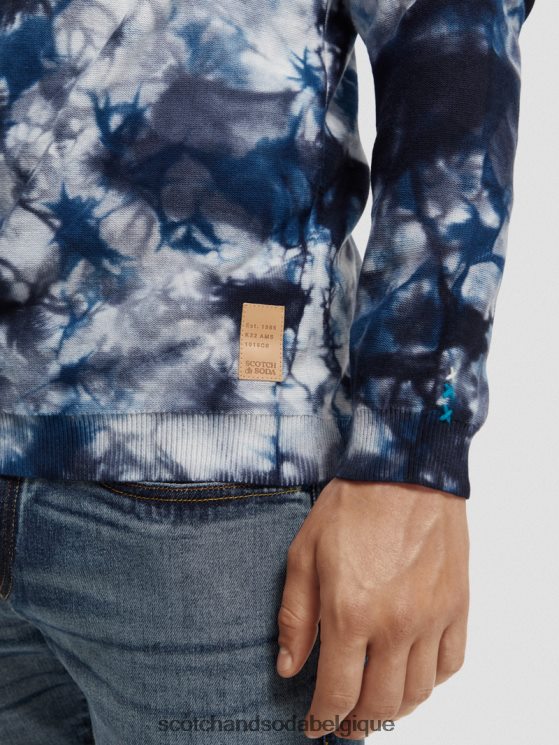 vêtements Scotch & Soda pull en coton biologique tie-dye- Scotch and Soda shop near me bleu de mer 6BZRBF657