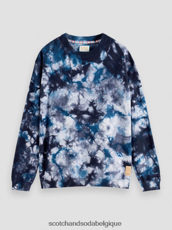 vêtements Scotch & Soda pull en coton biologique tie-dye- Scotch and Soda shop near me bleu de mer 6BZRBF657