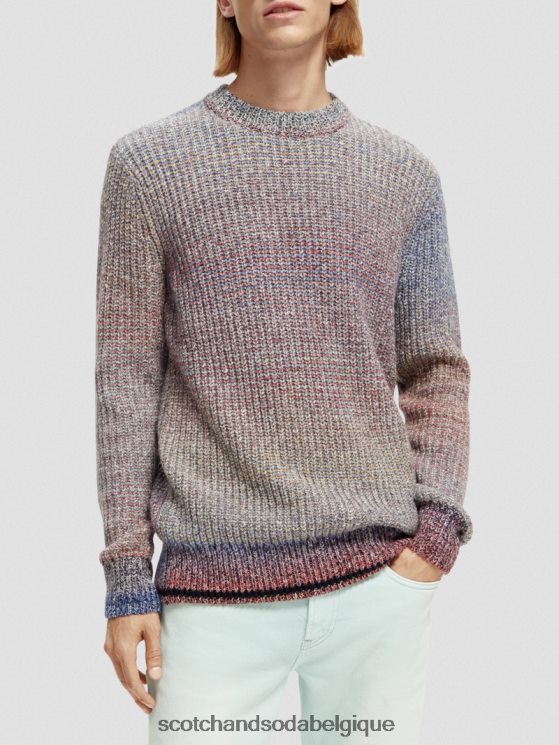 vêtements Scotch & Soda pull en maille côtelée dégradée- Scotch and Soda Belgique combo b 6BZRBF632