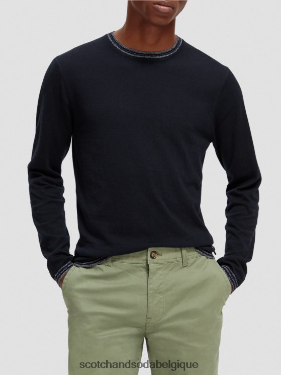 vêtements Scotch & Soda pull à finitions contrastantes- Scotch and Soda Liﾨﾨge marine 6BZRBF654