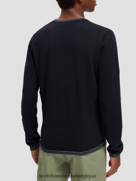vêtements Scotch & Soda pull à finitions contrastantes- Scotch and Soda Liﾨﾨge marine 6BZRBF654