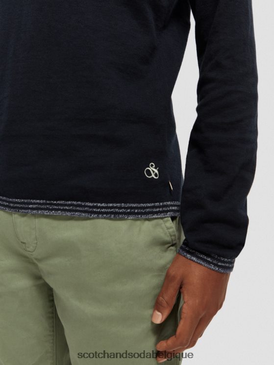 vêtements Scotch & Soda pull à finitions contrastantes- Scotch and Soda Liﾨﾨge marine 6BZRBF654