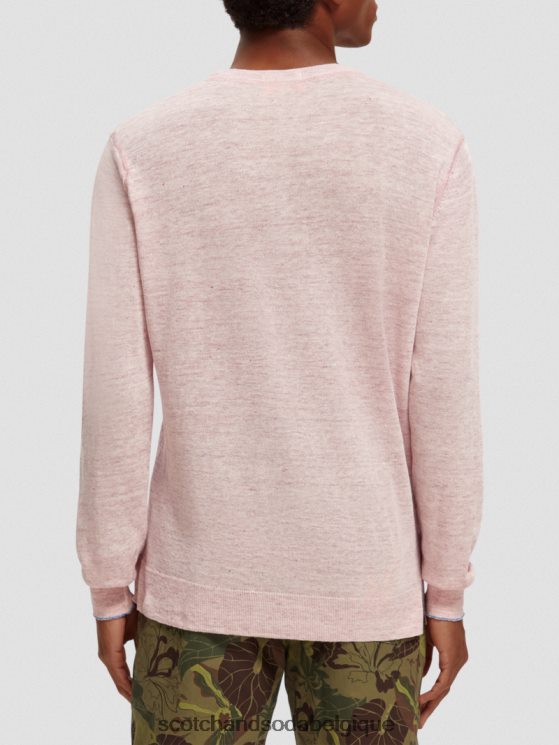 vêtements Scotch & Soda pull ras du cou en lin mélangé- Scotch and Soda Belgique mélange rose pierre 6BZRBF650