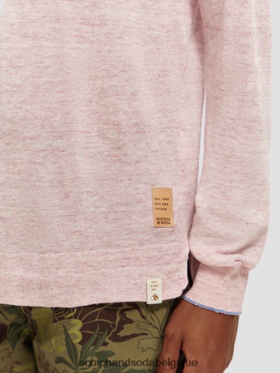 vêtements Scotch & Soda pull ras du cou en lin mélangé- Scotch and Soda Belgique mélange rose pierre 6BZRBF650