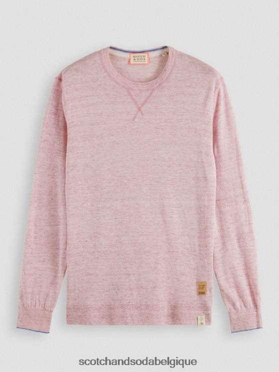 vêtements Scotch & Soda pull ras du cou en lin mélangé- Scotch and Soda Belgique mélange rose pierre 6BZRBF650