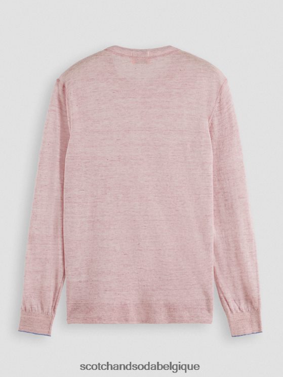 vêtements Scotch & Soda pull ras du cou en lin mélangé- Scotch and Soda Belgique mélange rose pierre 6BZRBF650