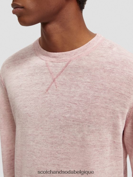 vêtements Scotch & Soda pull ras du cou en lin mélangé- Scotch and Soda Belgique mélange rose pierre 6BZRBF650