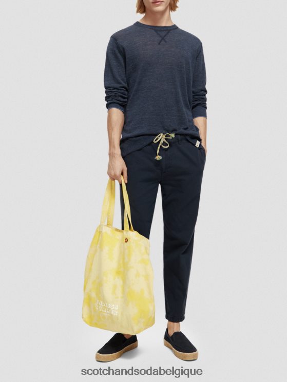 vêtements Scotch & Soda pull ras du cou en lin mélangé- Scotch and Soda Bruxelles mélange marine 6BZRBF651
