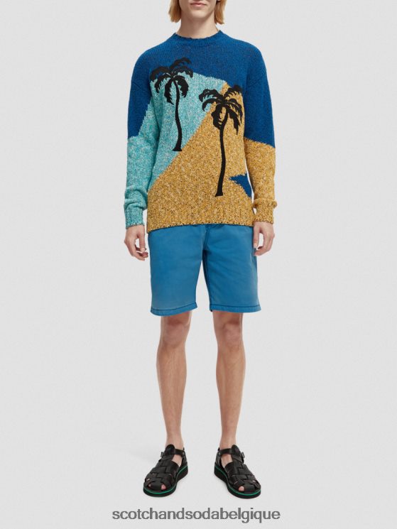 vêtements Scotch & Soda pull ras du cou à motif colour block- Scotch and Soda parfum plusieurs palmiers 6BZRBF655