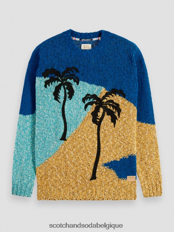vêtements Scotch & Soda pull ras du cou à motif colour block- Scotch and Soda parfum plusieurs palmiers 6BZRBF655