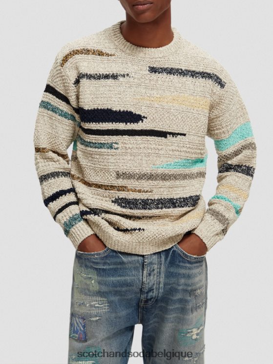 vêtements Scotch & Soda pull ras du cou rayé en jacquard mélangé- Scotch and Soda shop near me combiner un 6BZRBF630