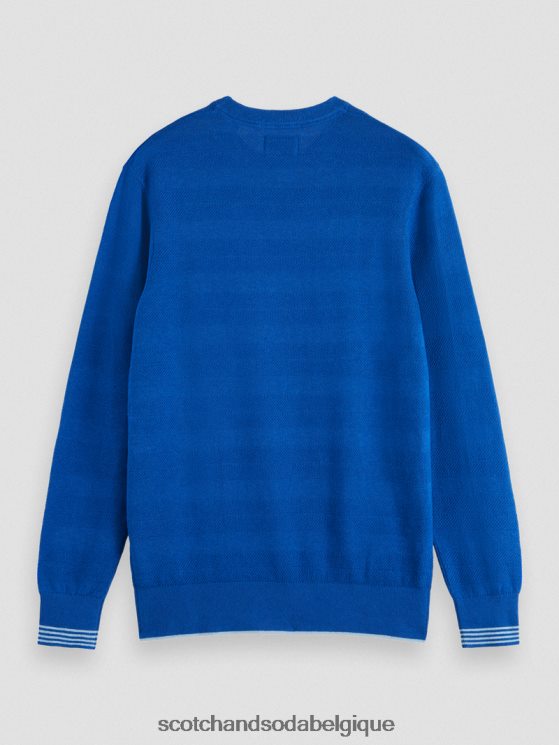 vêtements Scotch & Soda sweat-shirt à col rond en lin mélangé- Scotch and Soda outlet bleu rivière 6BZRBF658