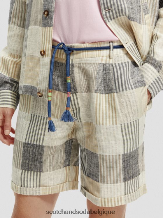 vêtements Scotch & Soda The Twilt - Short décontracté à carreaux plissés- Scotch and Soda Liﾨﾨge chèque bleu 6BZRBF609