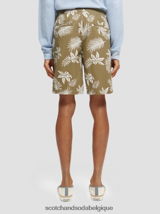 vêtements Scotch & Soda bermuda en popeline imprimée- Scotch and Soda Bruxelles feuille kaki 6BZRBF615