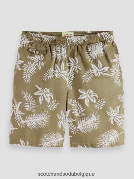 vêtements Scotch & Soda bermuda en popeline imprimée- Scotch and Soda Bruxelles feuille kaki 6BZRBF615