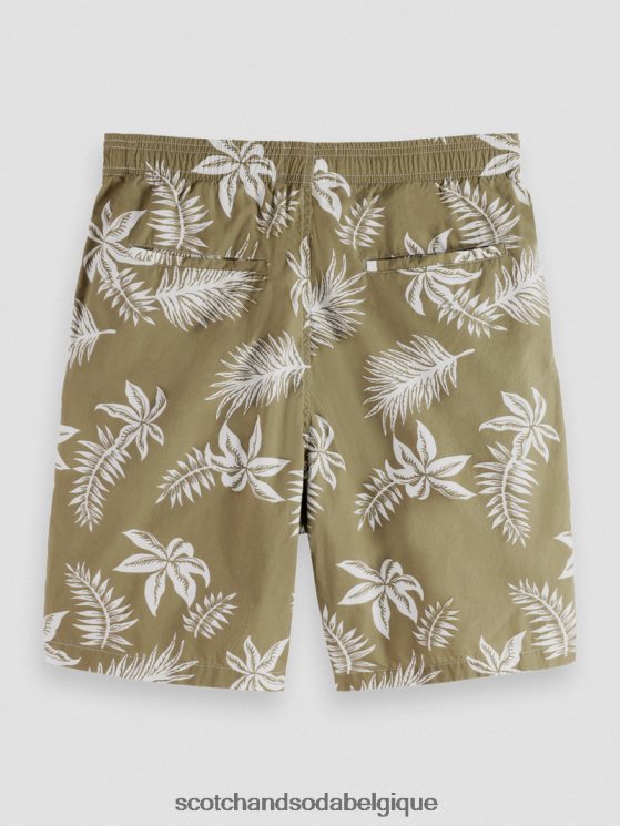 vêtements Scotch & Soda bermuda en popeline imprimée- Scotch and Soda Bruxelles feuille kaki 6BZRBF615