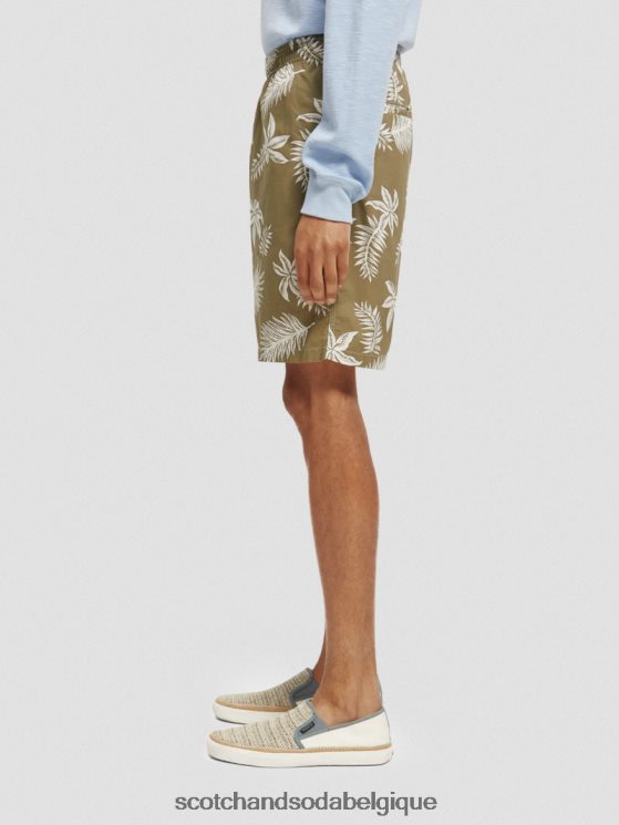 vêtements Scotch & Soda bermuda en popeline imprimée- Scotch and Soda Bruxelles feuille kaki 6BZRBF615
