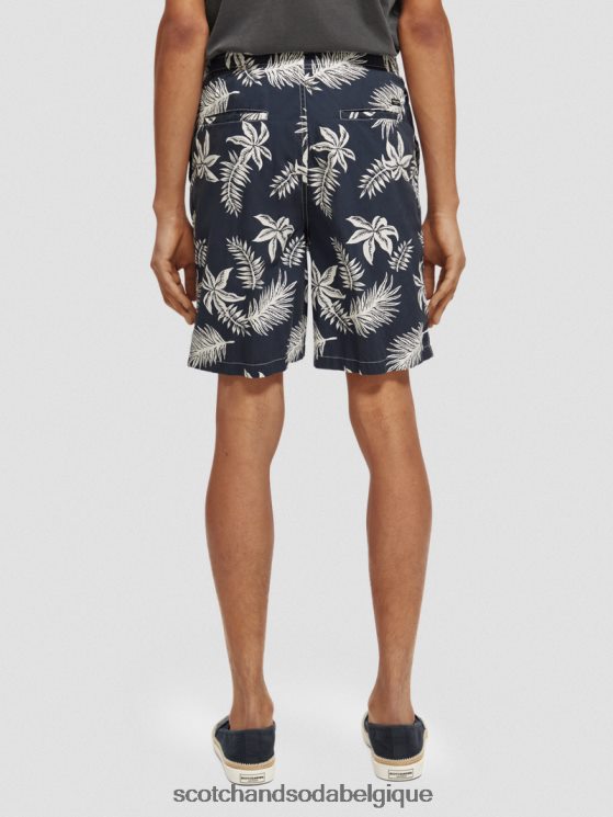 vêtements Scotch & Soda bermuda en popeline imprimée- Scotch and Soda Namur feuille marine 6BZRBF616