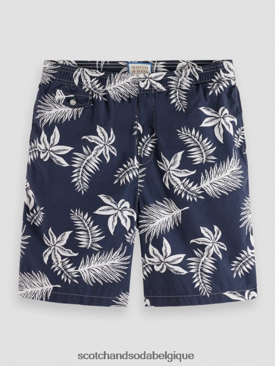vêtements Scotch & Soda bermuda en popeline imprimée- Scotch and Soda Namur feuille marine 6BZRBF616