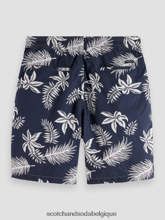 vêtements Scotch & Soda bermuda en popeline imprimée- Scotch and Soda Namur feuille marine 6BZRBF616