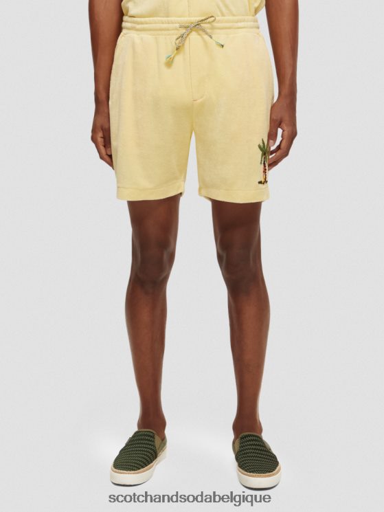 vêtements Scotch & Soda bermuda en tissu éponge à broderies- Scotch and Soda Liﾨﾨge banane 6BZRBF591