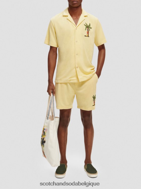 vêtements Scotch & Soda bermuda en tissu éponge à broderies- Scotch and Soda Liﾨﾨge banane 6BZRBF591