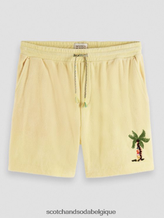 vêtements Scotch & Soda bermuda en tissu éponge à broderies- Scotch and Soda Liﾨﾨge banane 6BZRBF591