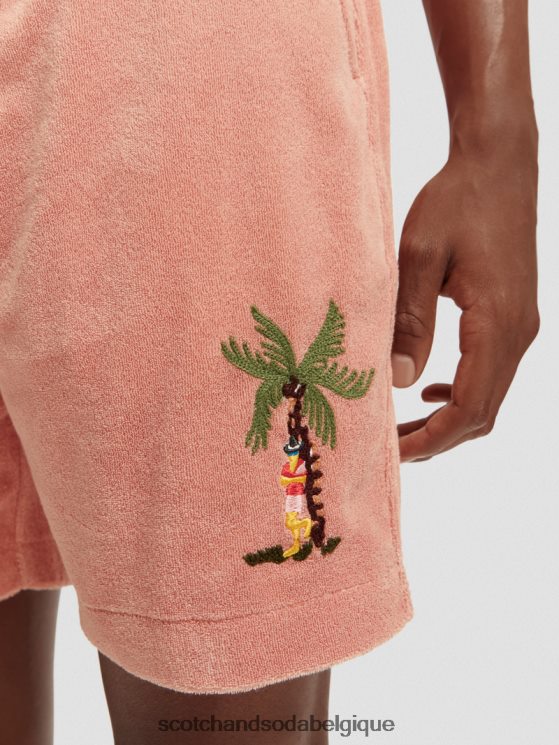 vêtements Scotch & Soda bermuda en tissu éponge à broderies- Scotch and Soda parfum flamant 6BZRBF592