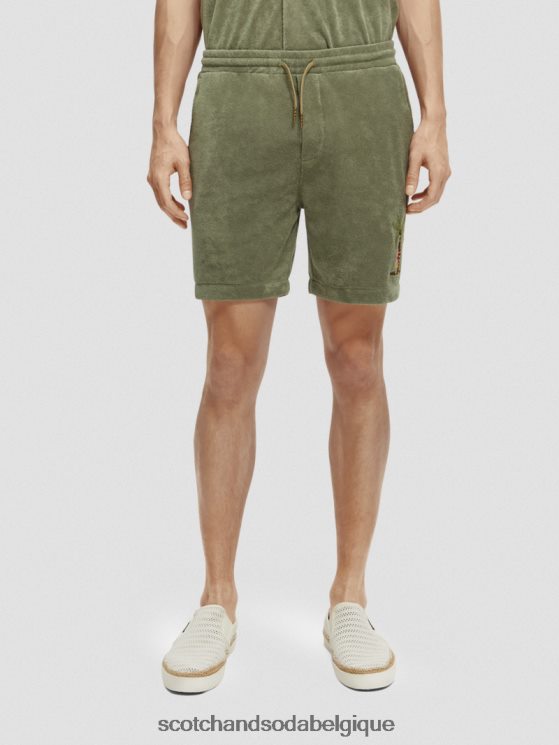 vêtements Scotch & Soda bermuda en tissu éponge à broderies- Scotch and Soda shop online armée 6BZRBF593