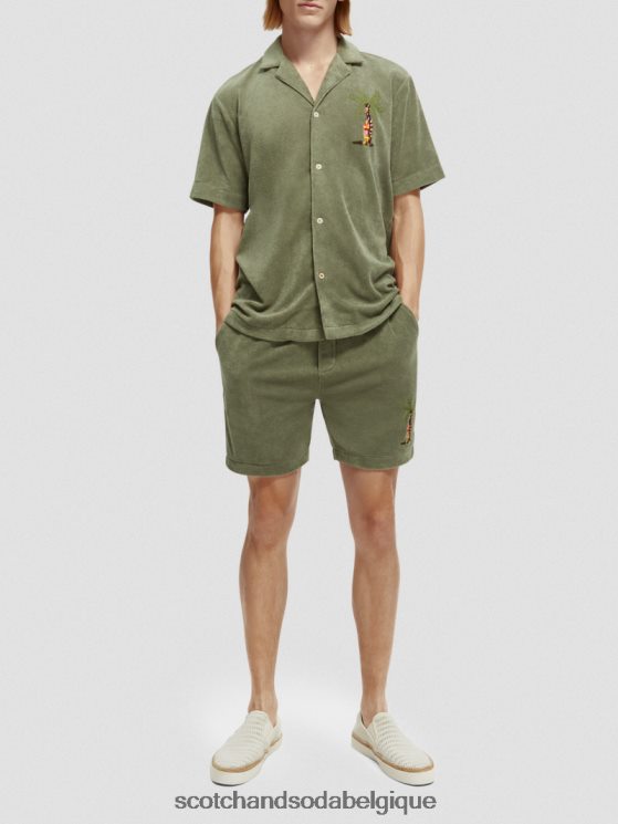 vêtements Scotch & Soda bermuda en tissu éponge à broderies- Scotch and Soda shop online armée 6BZRBF593