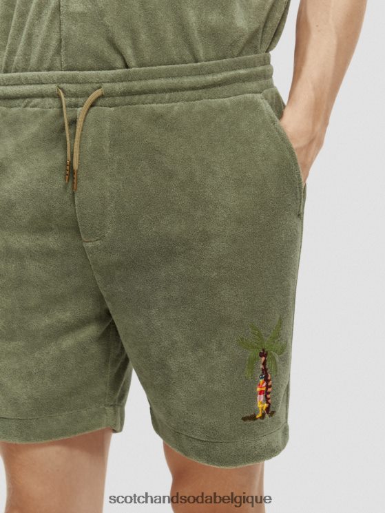 vêtements Scotch & Soda bermuda en tissu éponge à broderies- Scotch and Soda shop online armée 6BZRBF593