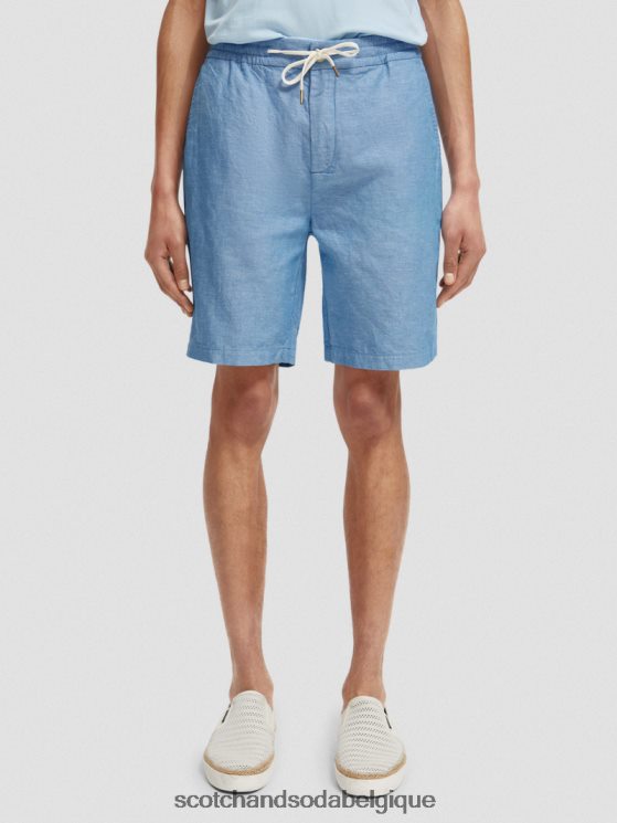 vêtements Scotch & Soda le bermuda en lin mélangé préféré- Scotch and Soda Belgique iris bleu 6BZRBF605