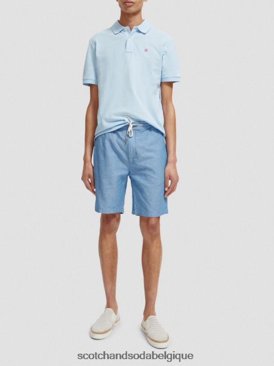vêtements Scotch & Soda le bermuda en lin mélangé préféré- Scotch and Soda Belgique iris bleu 6BZRBF605