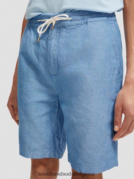vêtements Scotch & Soda le bermuda en lin mélangé préféré- Scotch and Soda Belgique iris bleu 6BZRBF605