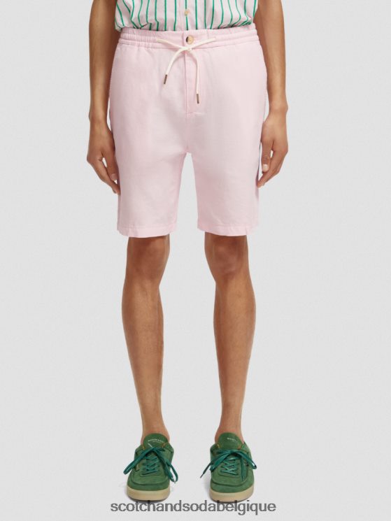 vêtements Scotch & Soda le bermuda en lin mélangé préféré- Scotch and Soda Namur rose 6BZRBF598