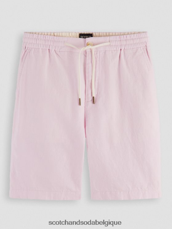 vêtements Scotch & Soda le bermuda en lin mélangé préféré- Scotch and Soda Namur rose 6BZRBF598