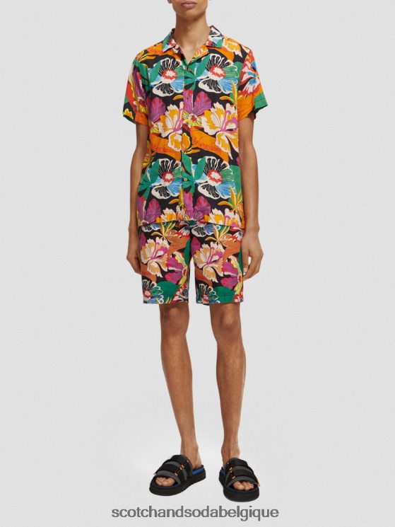 vêtements Scotch & Soda le bermuda en lin mélangé préféré- Scotch and Soda shop online aop floral noir 6BZRBF611
