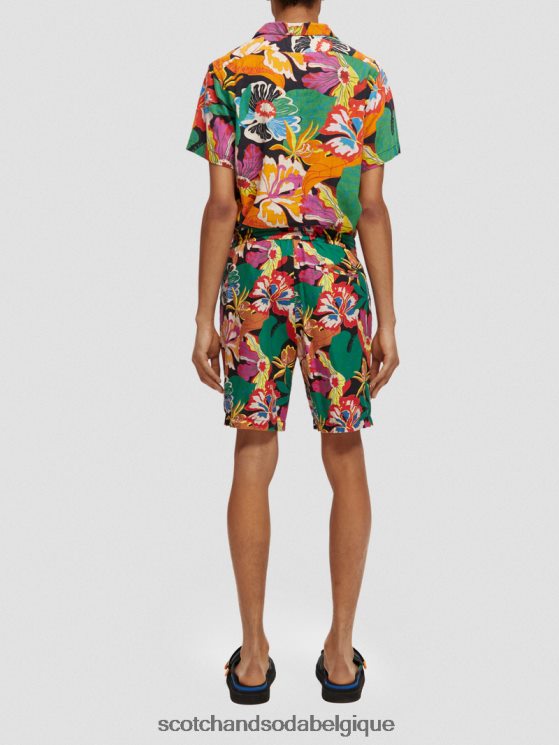 vêtements Scotch & Soda le bermuda en lin mélangé préféré- Scotch and Soda shop online aop floral noir 6BZRBF611