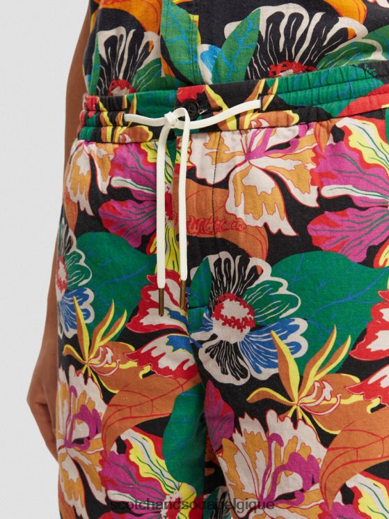 vêtements Scotch & Soda le bermuda en lin mélangé préféré- Scotch and Soda shop online aop floral noir 6BZRBF611