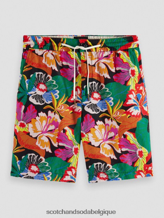vêtements Scotch & Soda le bermuda en lin mélangé préféré- Scotch and Soda shop online aop floral noir 6BZRBF611