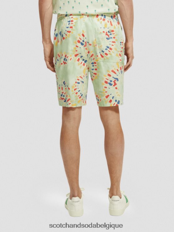 vêtements Scotch & Soda le bermuda imprimé préféré- Scotch and Soda Namur teinture de cravate de fleur de menthe 6BZRBF625