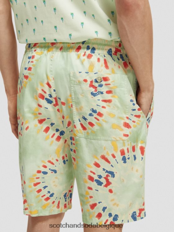 vêtements Scotch & Soda le bermuda imprimé préféré- Scotch and Soda Namur teinture de cravate de fleur de menthe 6BZRBF625