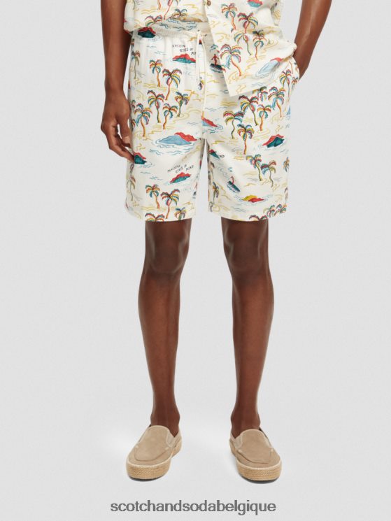 vêtements Scotch & Soda le bermuda imprimé préféré- Scotch and Soda femme île aux palmiers blancs aop 6BZRBF626