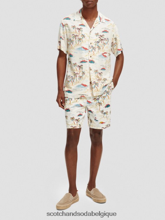 vêtements Scotch & Soda le bermuda imprimé préféré- Scotch and Soda femme île aux palmiers blancs aop 6BZRBF626