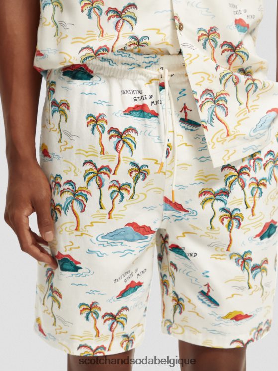 vêtements Scotch & Soda le bermuda imprimé préféré- Scotch and Soda femme île aux palmiers blancs aop 6BZRBF626