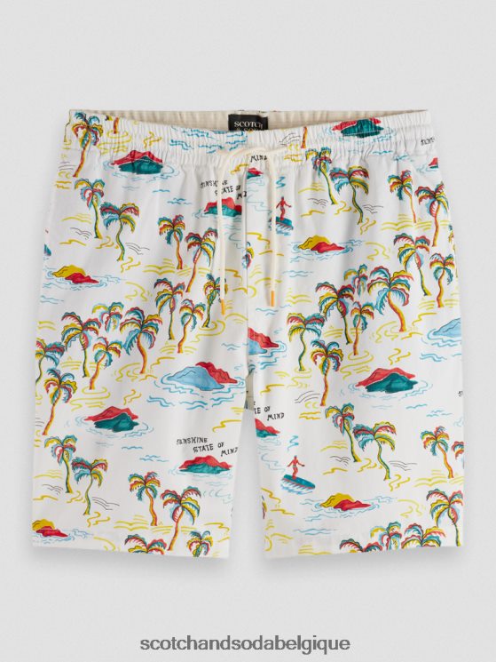 vêtements Scotch & Soda le bermuda imprimé préféré- Scotch and Soda femme île aux palmiers blancs aop 6BZRBF626