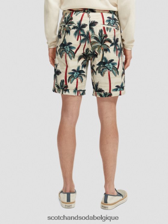 vêtements Scotch & Soda le short chino imprimé Stuart- Scotch and Soda Belgique palmiers blanc cassé aop 6BZRBF623
