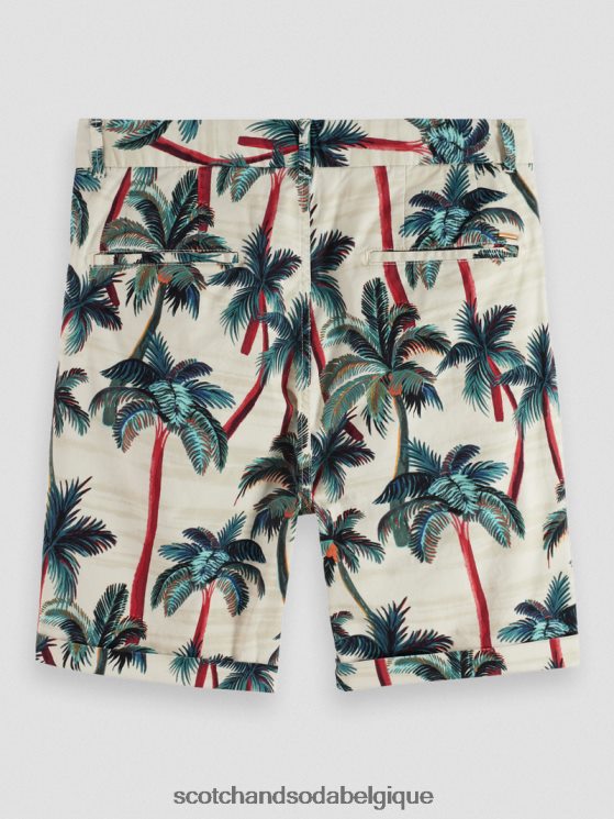 vêtements Scotch & Soda le short chino imprimé Stuart- Scotch and Soda Belgique palmiers blanc cassé aop 6BZRBF623